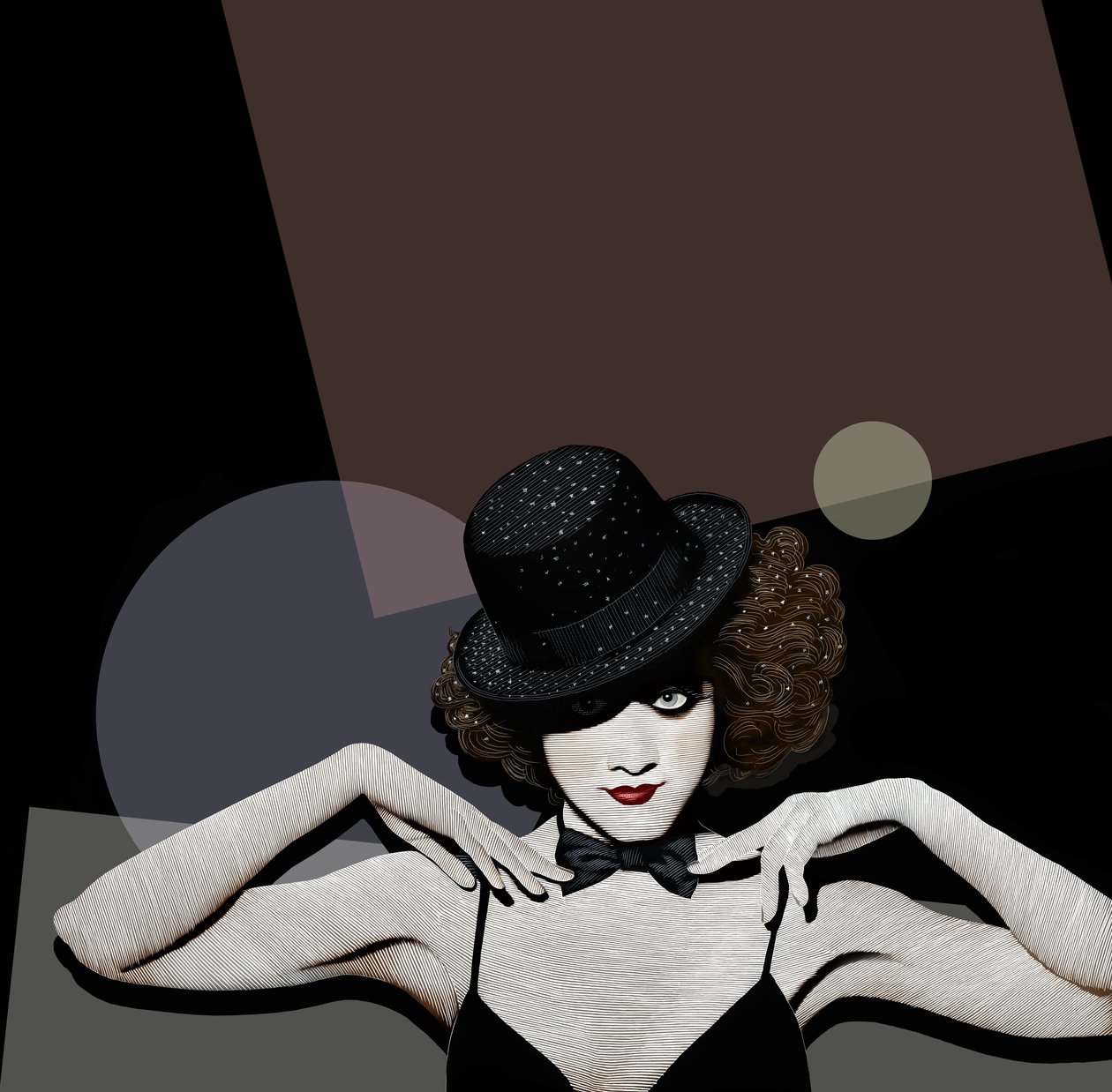 Cabaret, 2019 (scratchboard, colorido digitalmente) de Scott McKowen