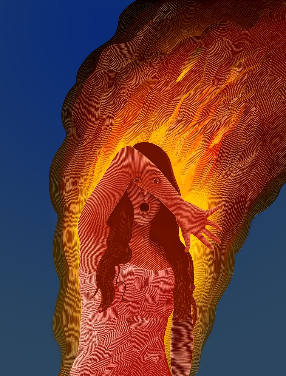Carrie, 2022 (scratchboard, colorido digitalmente)