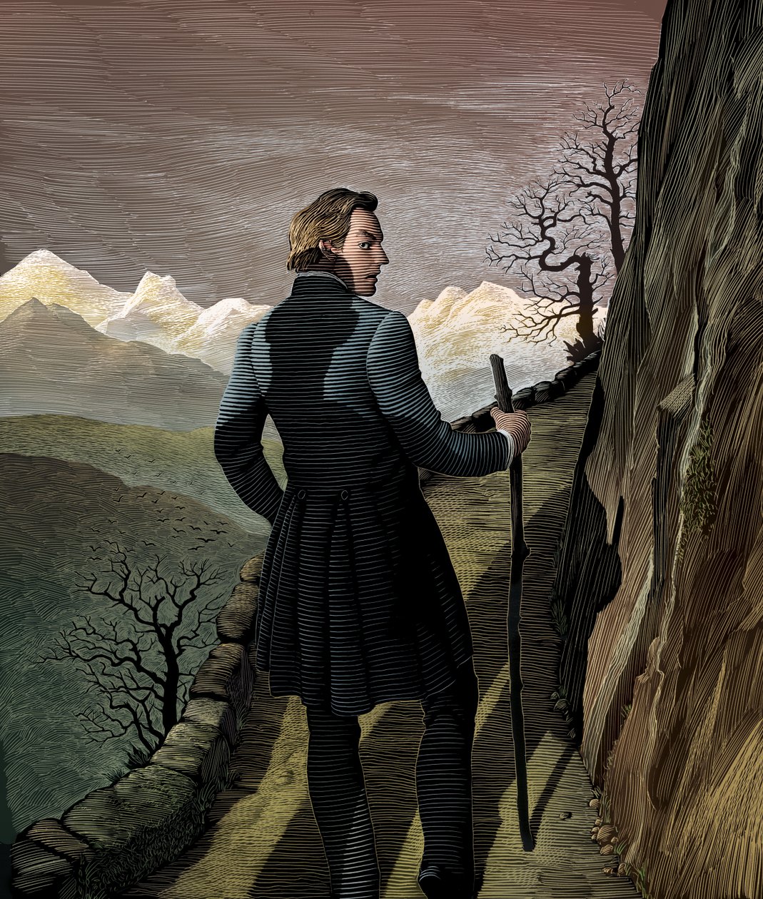 Frankenstein, 2007 (scratchboard, colorido digitalmente) de Scott McKowen
