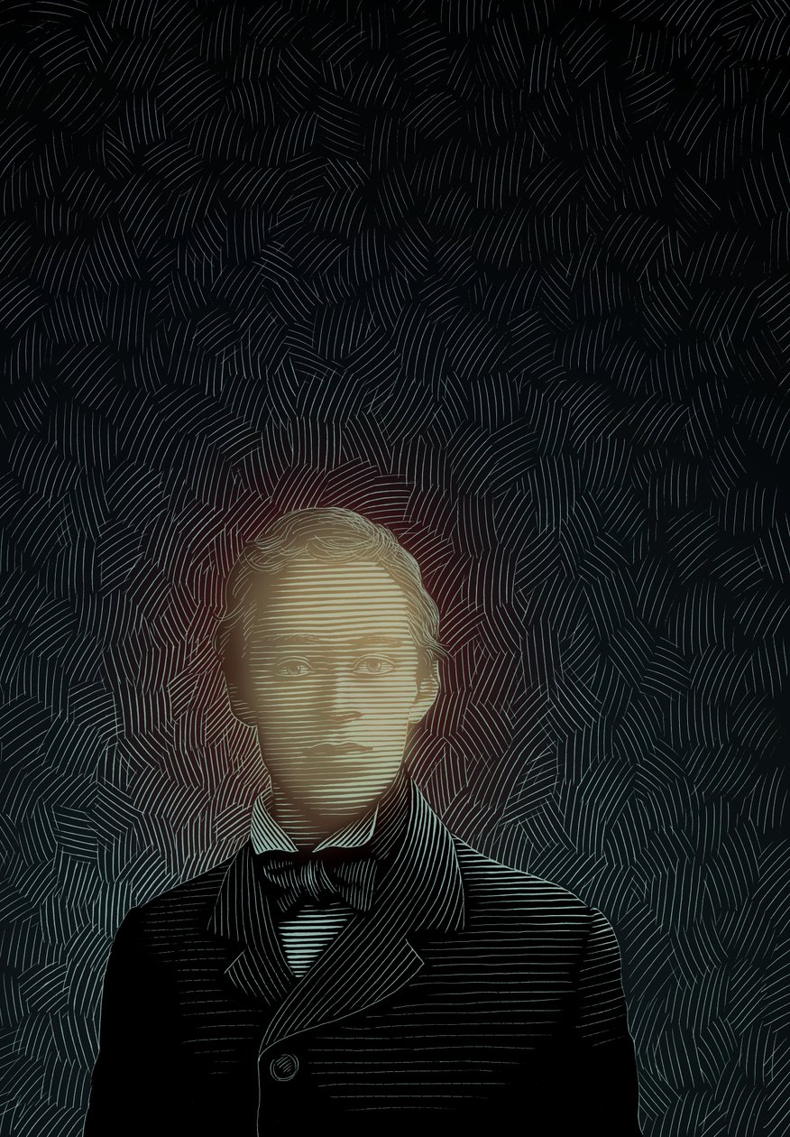 Ghosts, 2008 (scratchboard, colorido digitalmente) de Scott McKowen