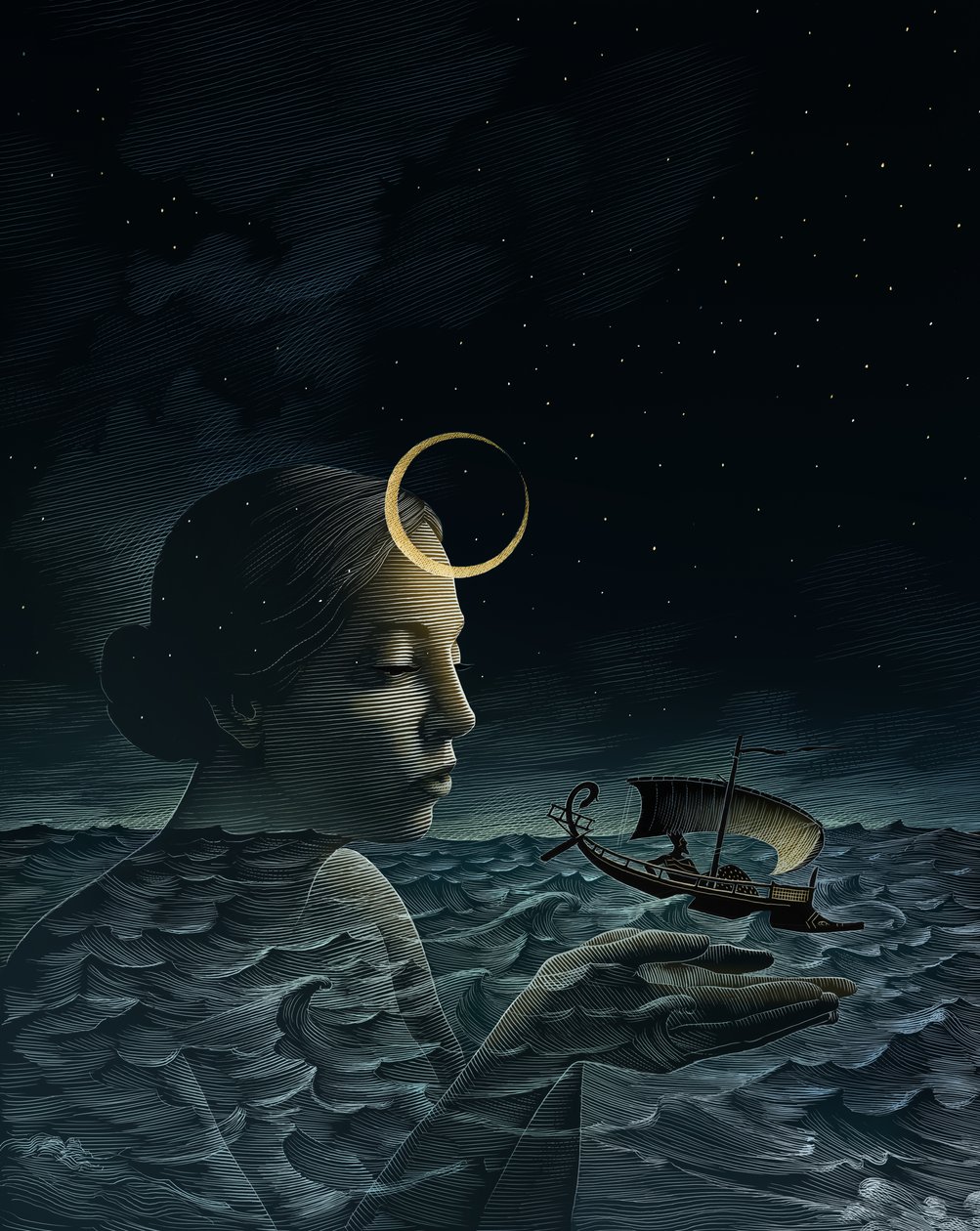 Péricles, 2013 (scratchboard, colorido digitalmente) de Scott McKowen