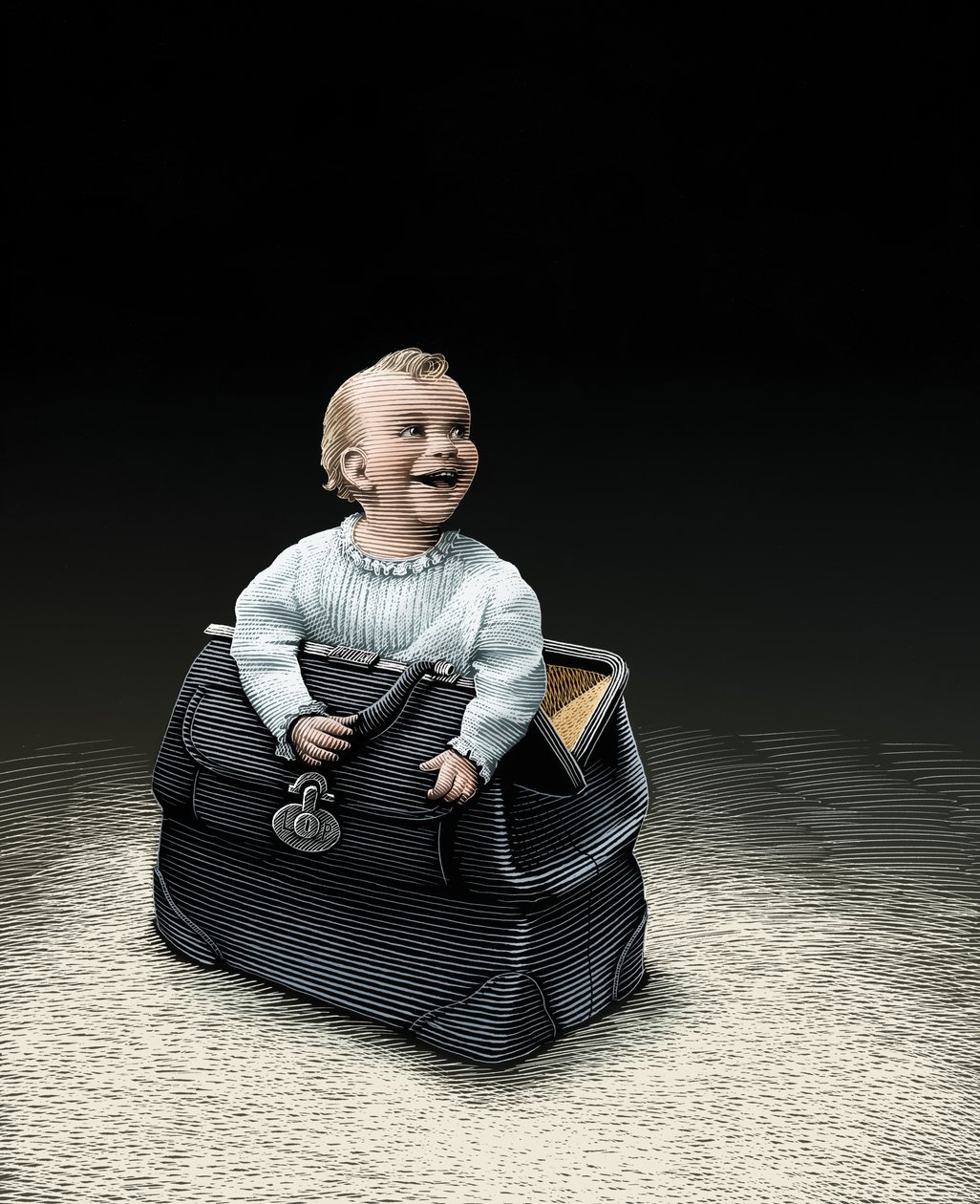The Importance of Being Earnest, 2008 (scratchboard, colorizada digitalmente) de Scott McKowen