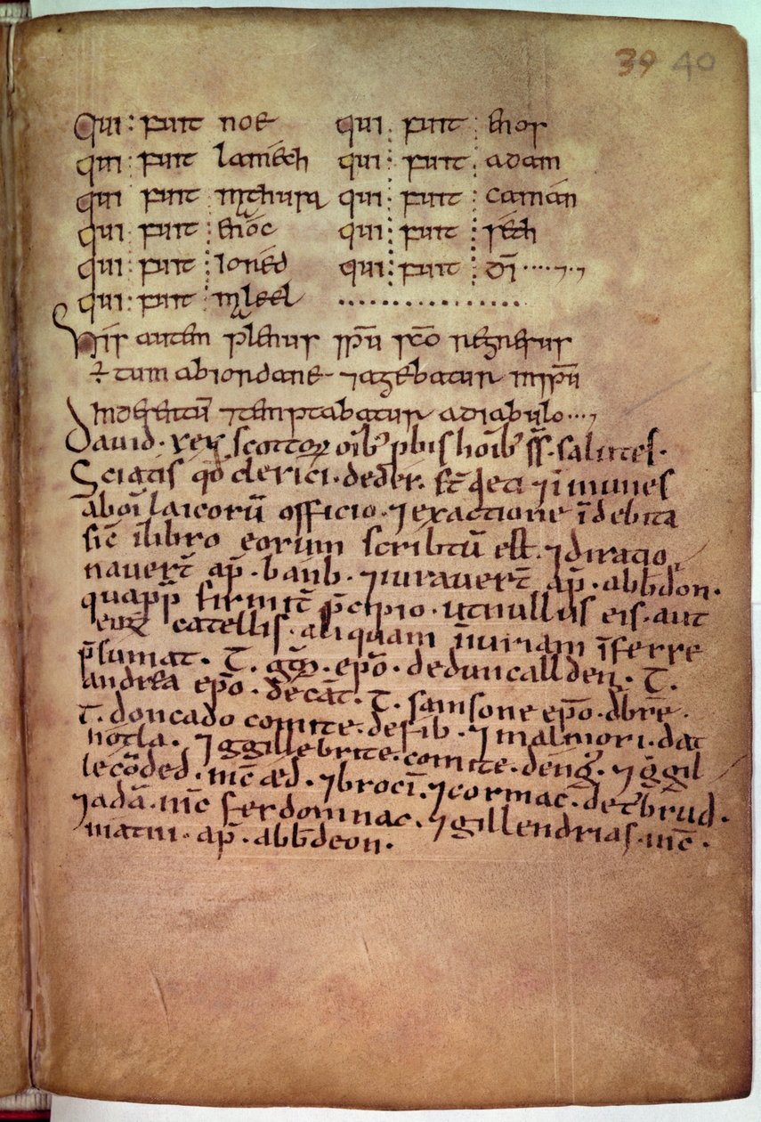 11.6.32 Carta emitida aos clérigos de Deer, pelo rei Davi (1084-1183) de &39;The Book of Deer&39; de Scottish School