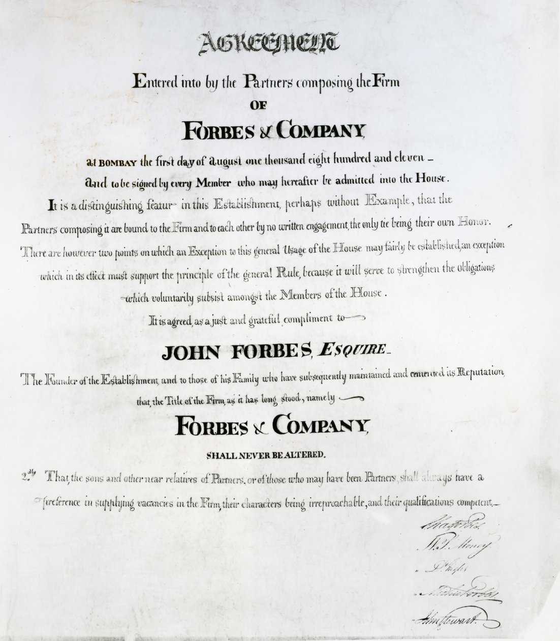 Acordo de parceiros para a Forbes und Company, Bombay, 1811 de Scottish School