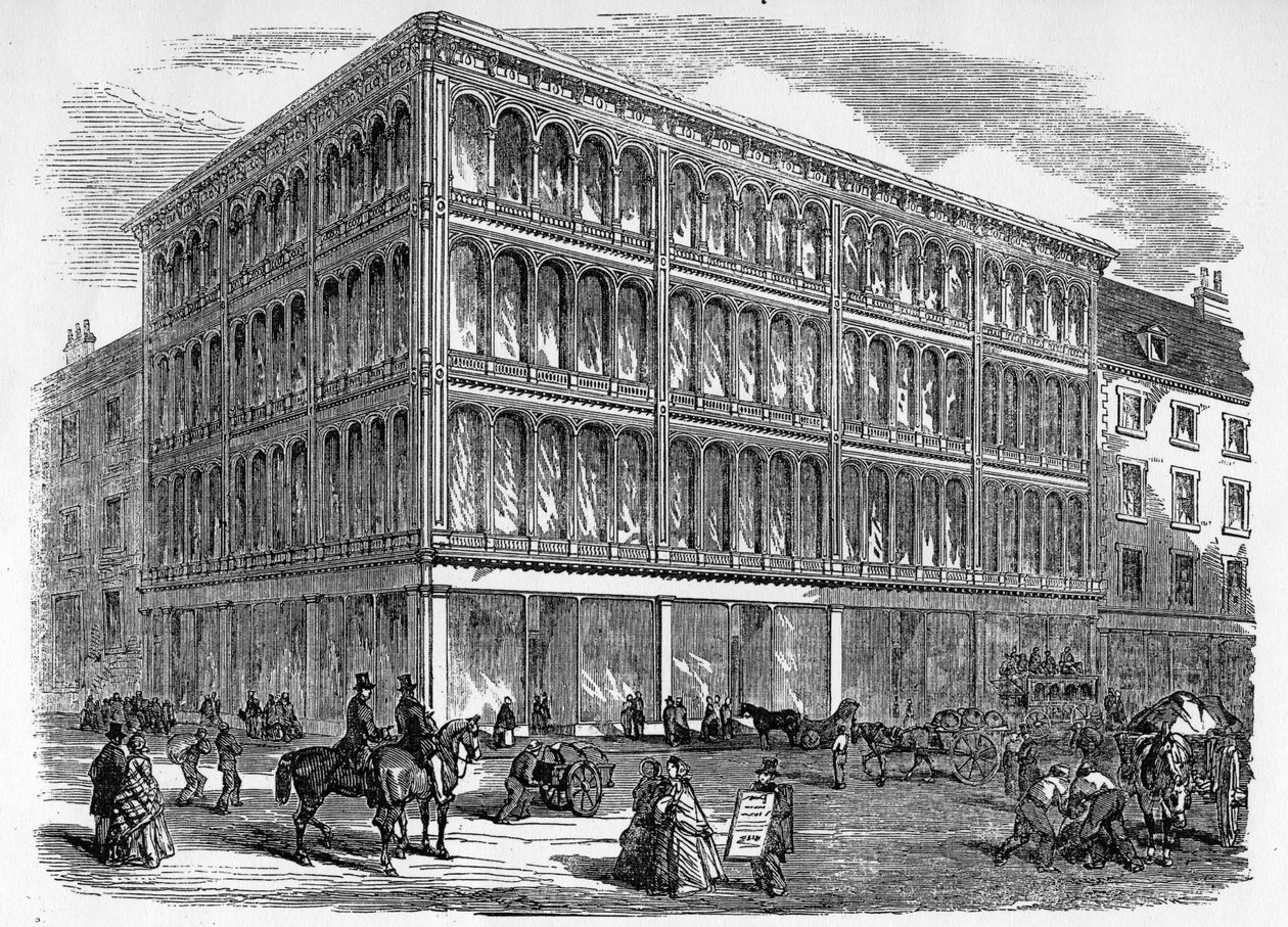 O novo armazém de ferro e vidro em Glasgow, c.1856 de Scottish School