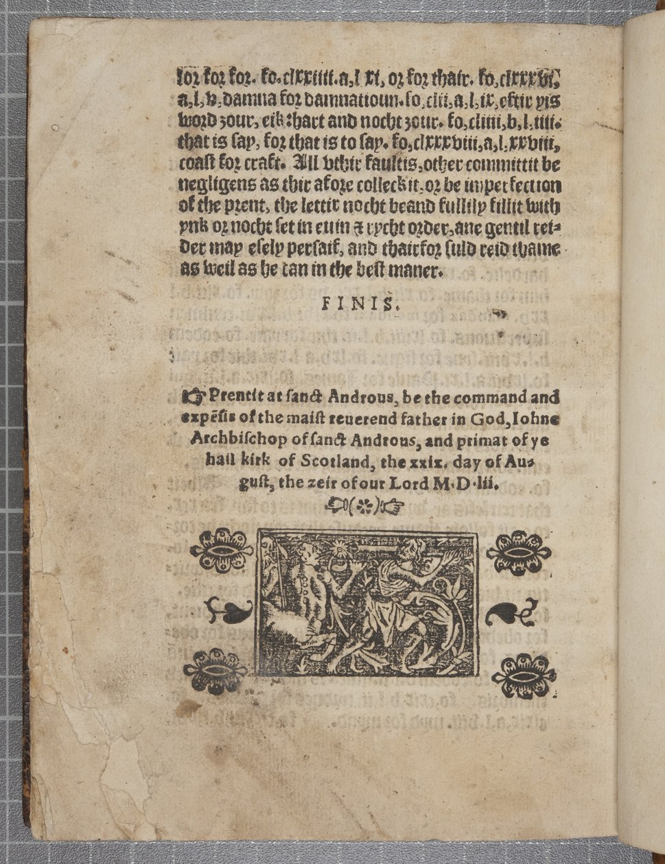 Fol 207 verso, de O Catecismo, 1552 de Scottish School