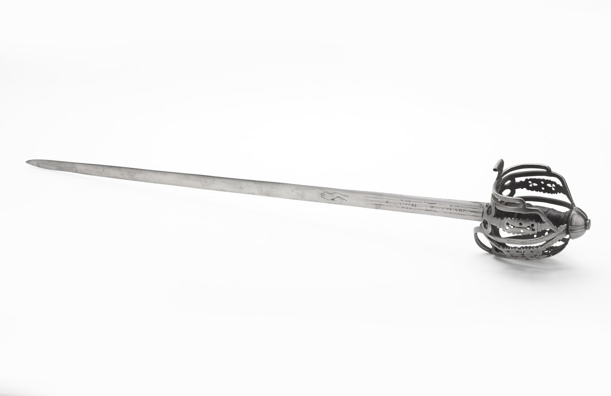 Espada larga com cesto, c.1745 (aço) de Scottish School