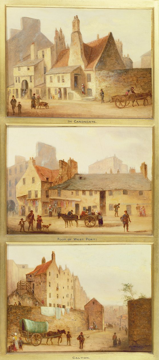 Canongate, Foot of West Port e Calton, detalhe de Edimburgo: nove vistas da cidade velha de Scottish School