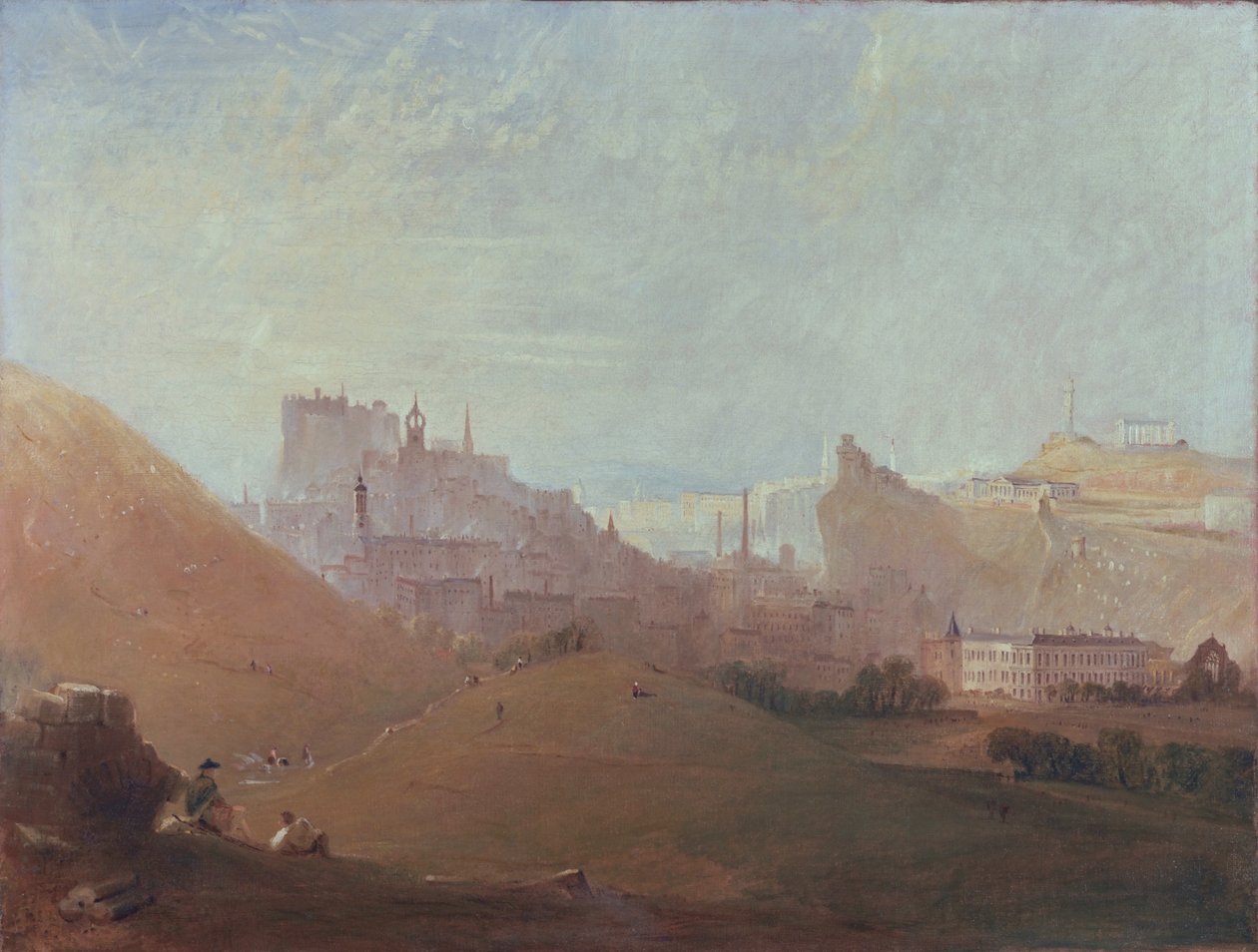 Edimburgo, da Capela de St. Anthonys, Arthurs Seat, c.1830-36 de Scottish School