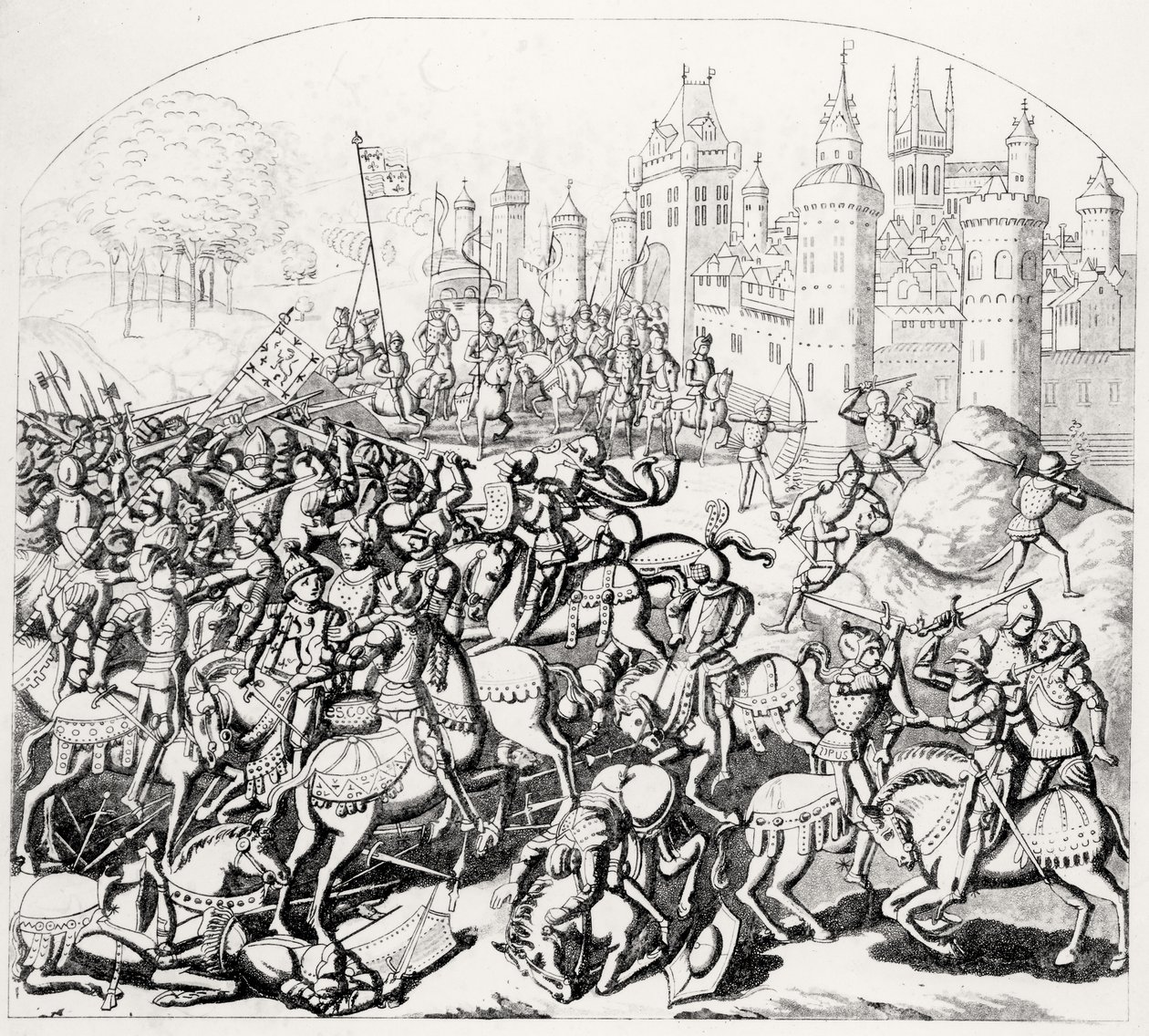 O rei Davi da Escócia (1084-1153) vem com um grande exército antes de Newcastle-upon-Tyne, 1138 de Scottish School