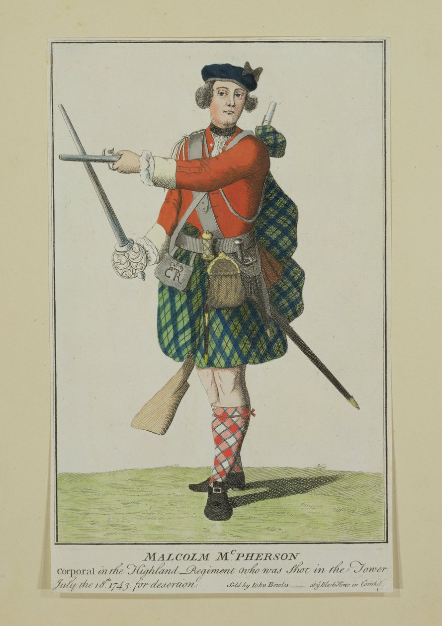 Malcolm McPherson, cabo do Regimento Black Watch, disparado por deserção, 1743 de Scottish School