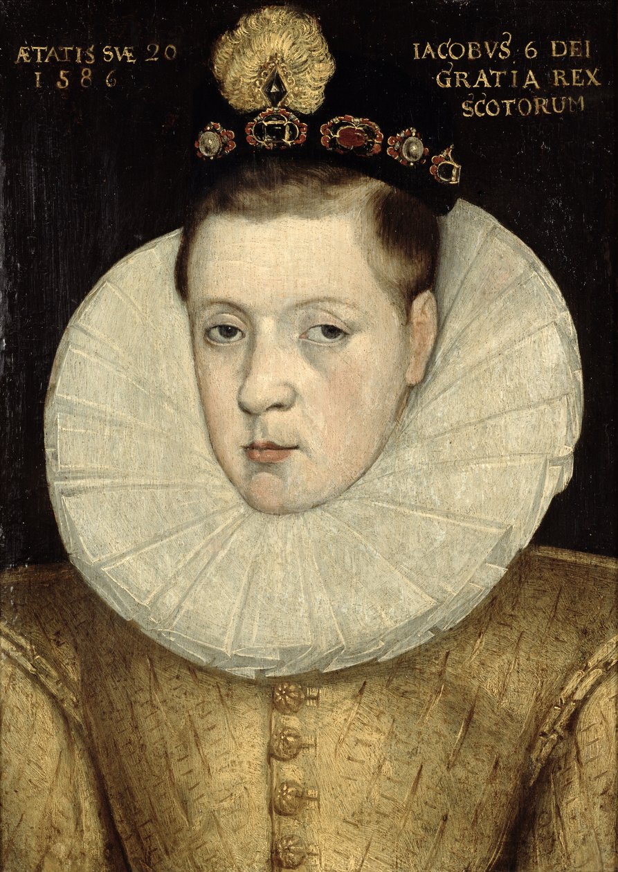 Retrato de James VI da Escócia, mais tarde James I da Inglaterra (1566-1625) 1586 de Scottish School