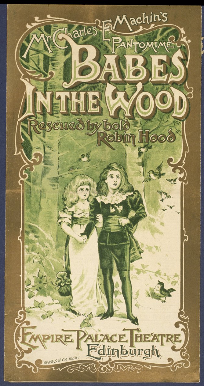 Programa de capa de Babes in the Wood no Empire Palace Theatre, Edimburgo de Scottish School