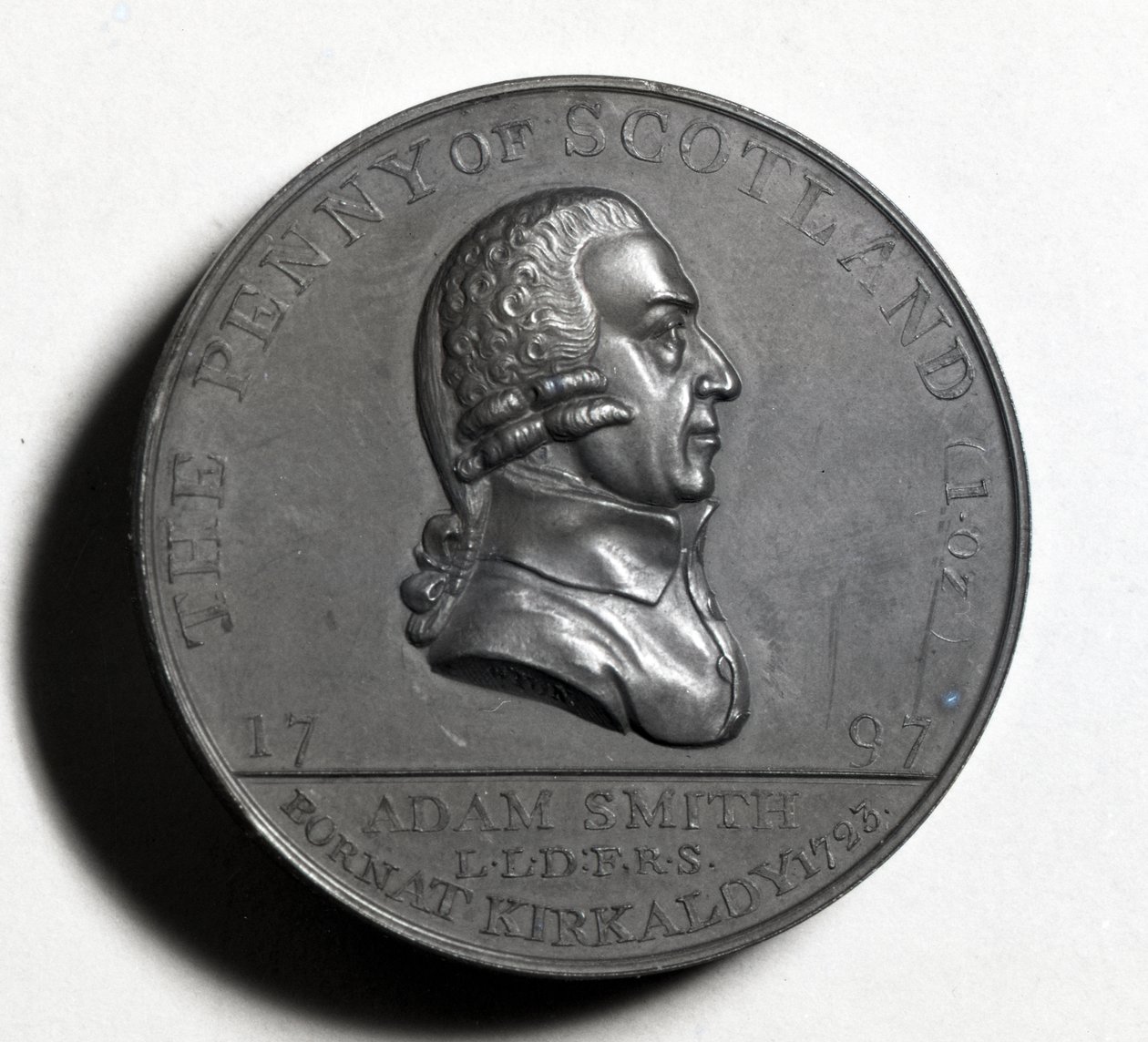 Moeda de um centavo escocês que comemora Adam Smith (anverso), 1797 (cobre) (para ver reverso XJF448270) de Scottish School