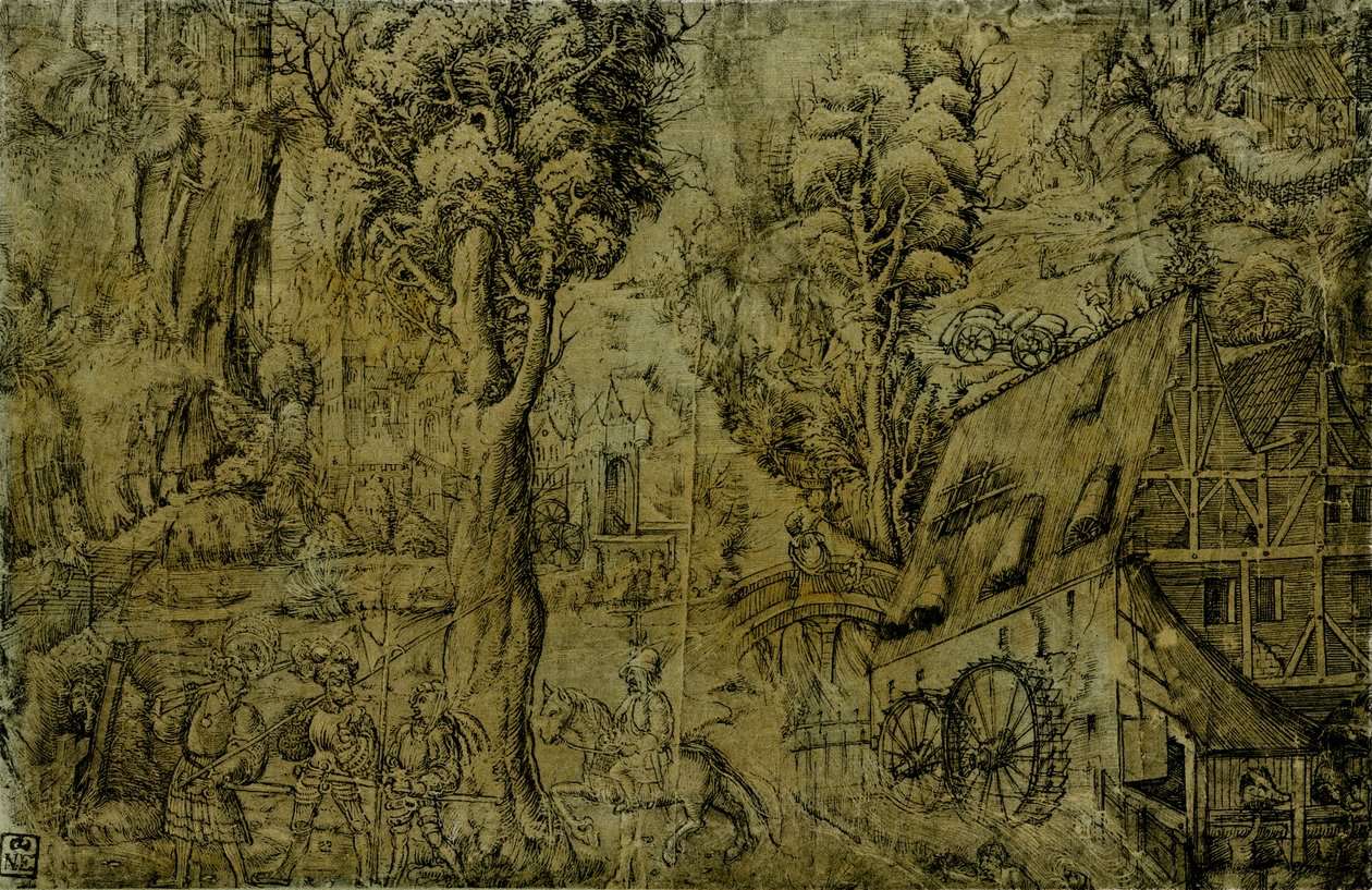 Paisagem, com, moinhos vento de Sebald Baumhauer