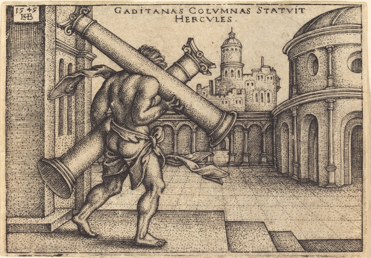 Hércules carregando as colunas de Gaza de Sebald Beham
