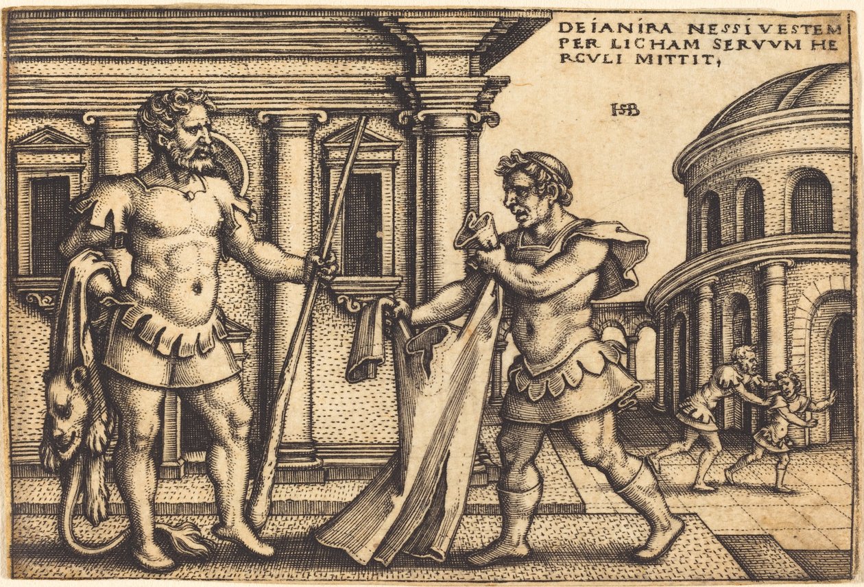 Lycus trazendo a vestimenta de Nessus para Hércules de Sebald Beham