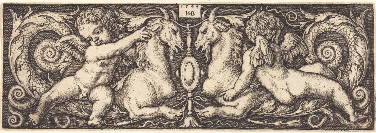 Ornamento com dois gênios montados em duas quimeras de Sebald Beham