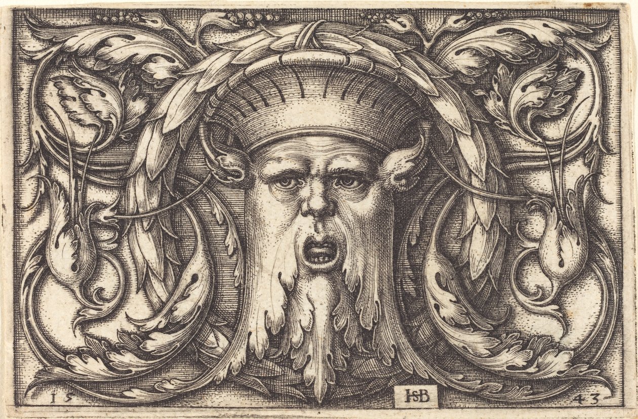 Ornamento com uma máscara de Sebald Beham