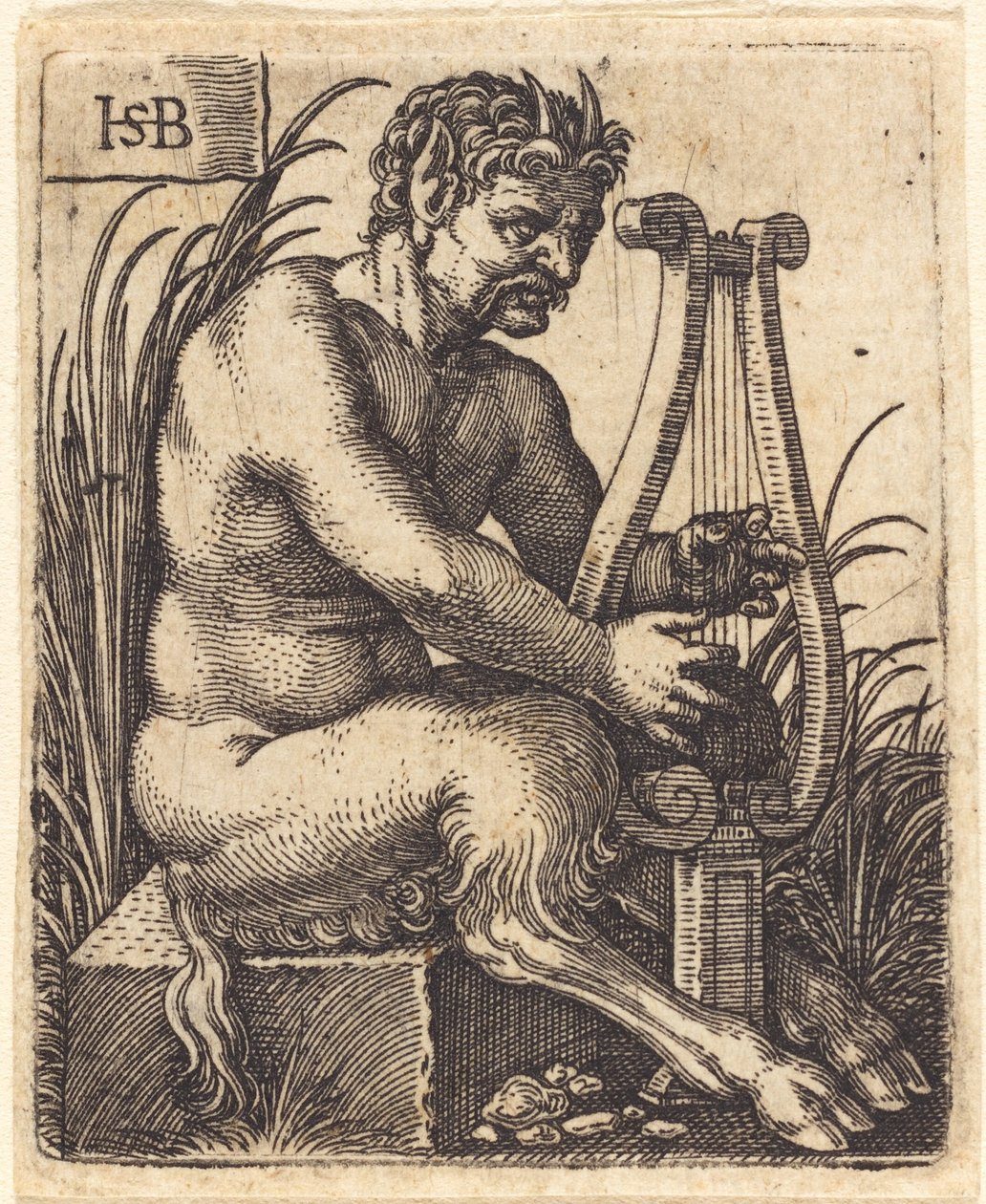 Sátiro tocando lira de Sebald Beham