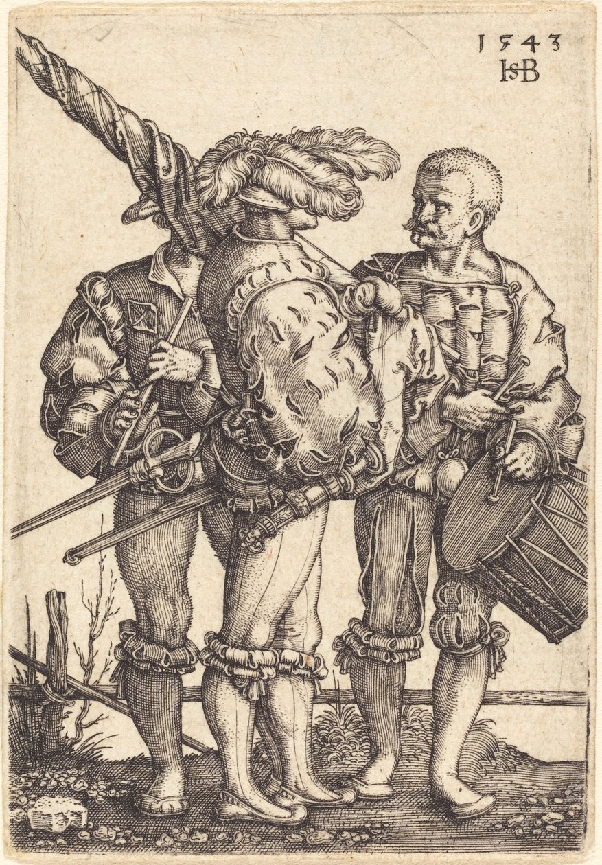 Portador padrão, baterista e flautista de Sebald Beham