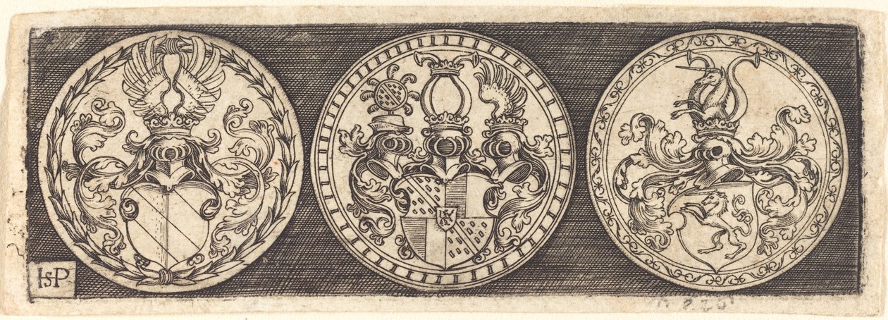 Três medalhas com brasões de Sebald Beham
