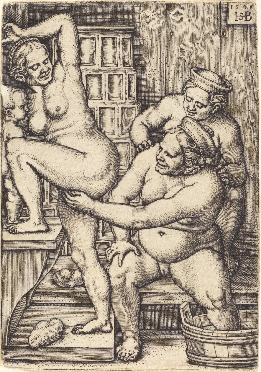 Três mulheres tomando banho de Sebald Beham