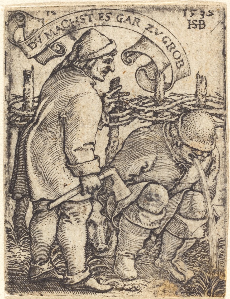 Camponês vomitando de Sebald Beham