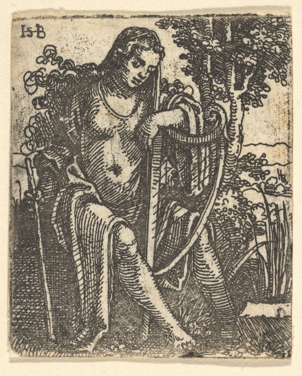 Mulher com uma harpa, 1520-25. de Sebald Beham
