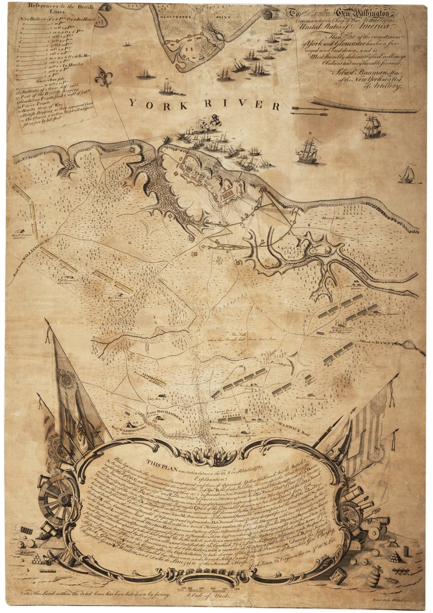 Plano do investimento de York e Gloucester (Va.) [Yorktown], c.Fevereiro de 1782 de Sebastian Bauman