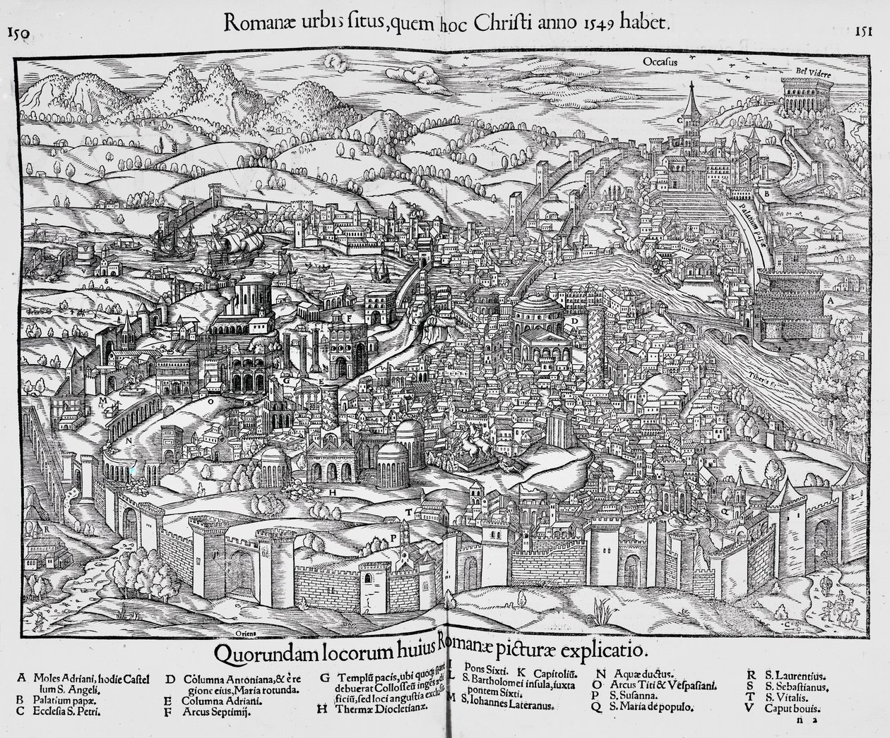 Cidade de Roma, c.1550 de Sebastian Munster