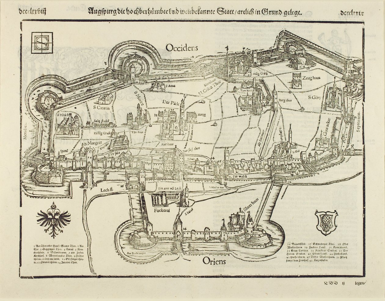 Plano de Augsburg, de &39;Cosmographia&39;, 1544 (xilogravura sobre papel) de Sebastian Munster