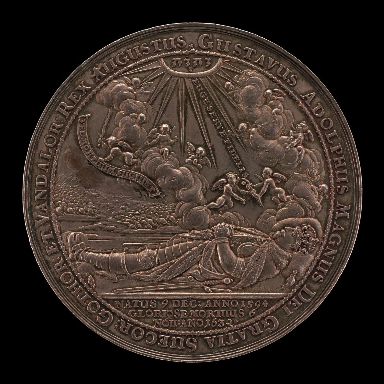 Morte de Gustavo II Adolfo, 1594-1632, Rei da Suécia 1611 [anverso], 1634. de Sebastian Dadler