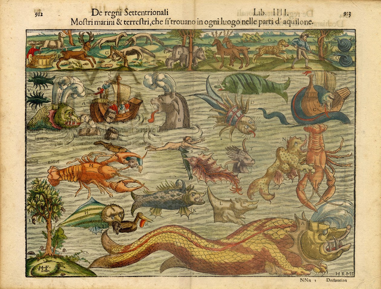 Monstros do Mar e da Terra... (Monstros do Mar e da Terra...) de Sebastian & Magnus Olaus (1490-1557) Münster