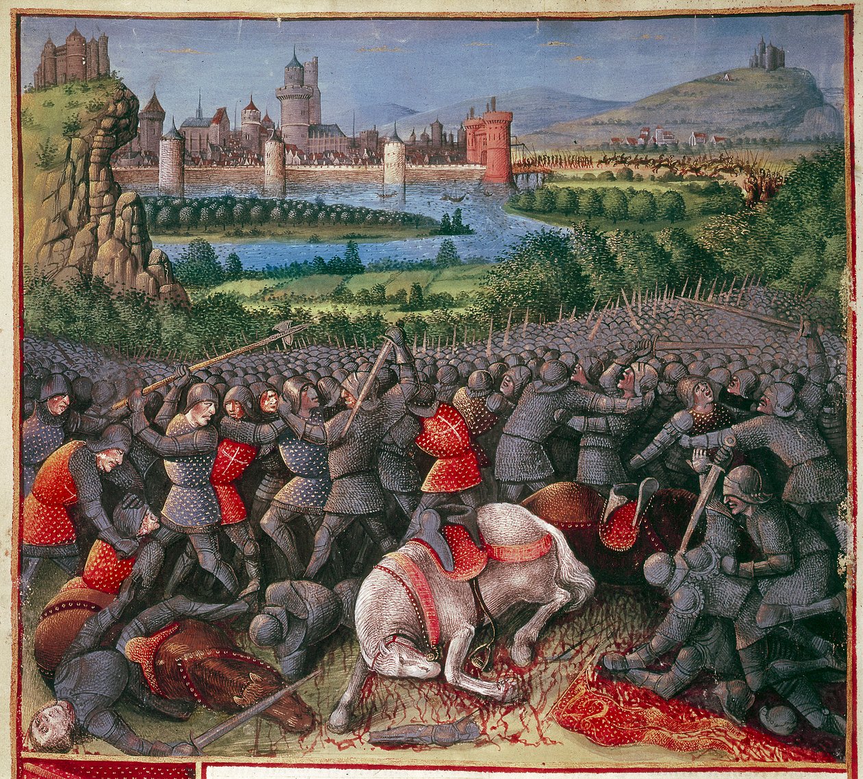 Batalha durante a primeira cruzada Cruzada dos Povos, 1096-1099, c1490 de Sebastian Marmoret