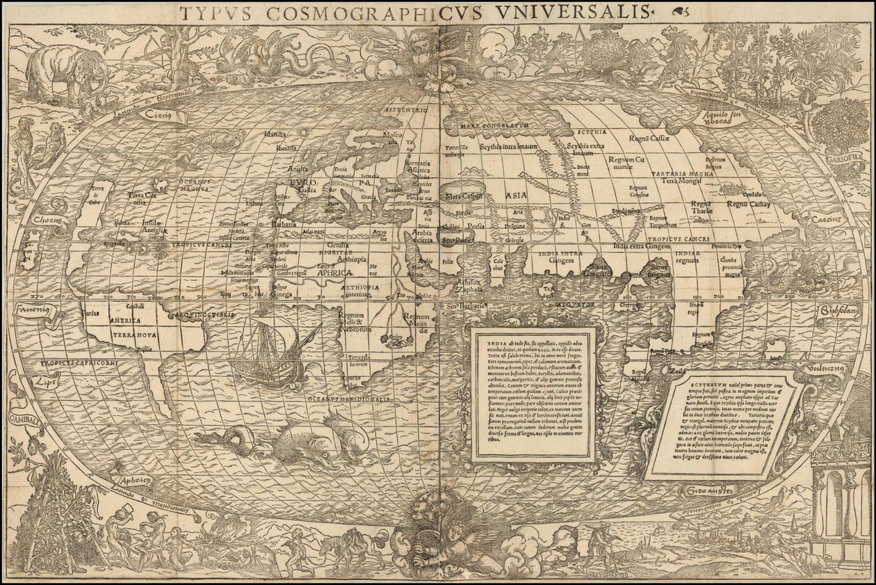 Mapa do mundo de 1537 de Sebastian Munster de Sebastian Munster
