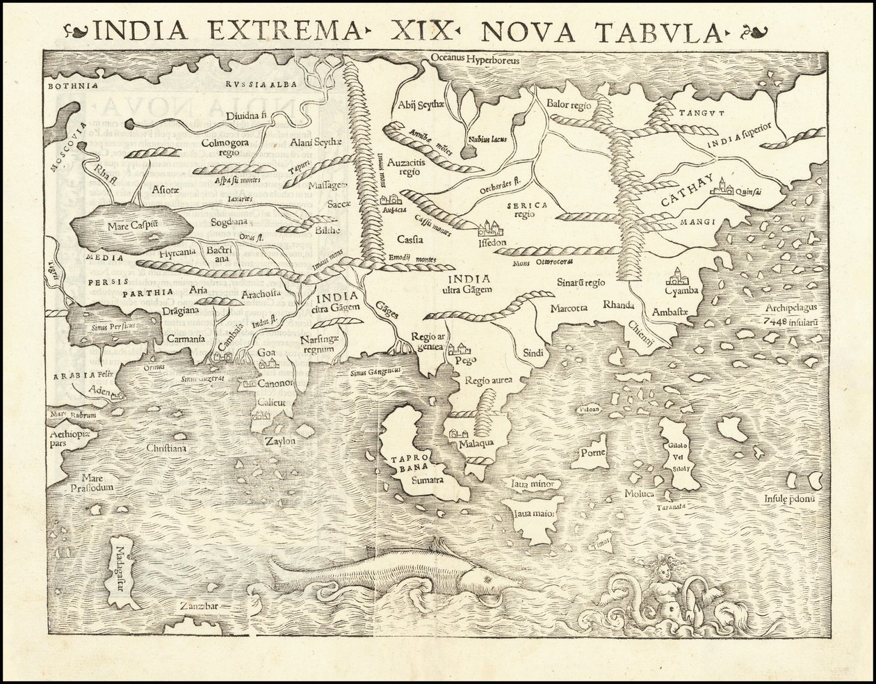 Mapa da Ásia de 1542 por Sebastian Münster de Sebastian Munster