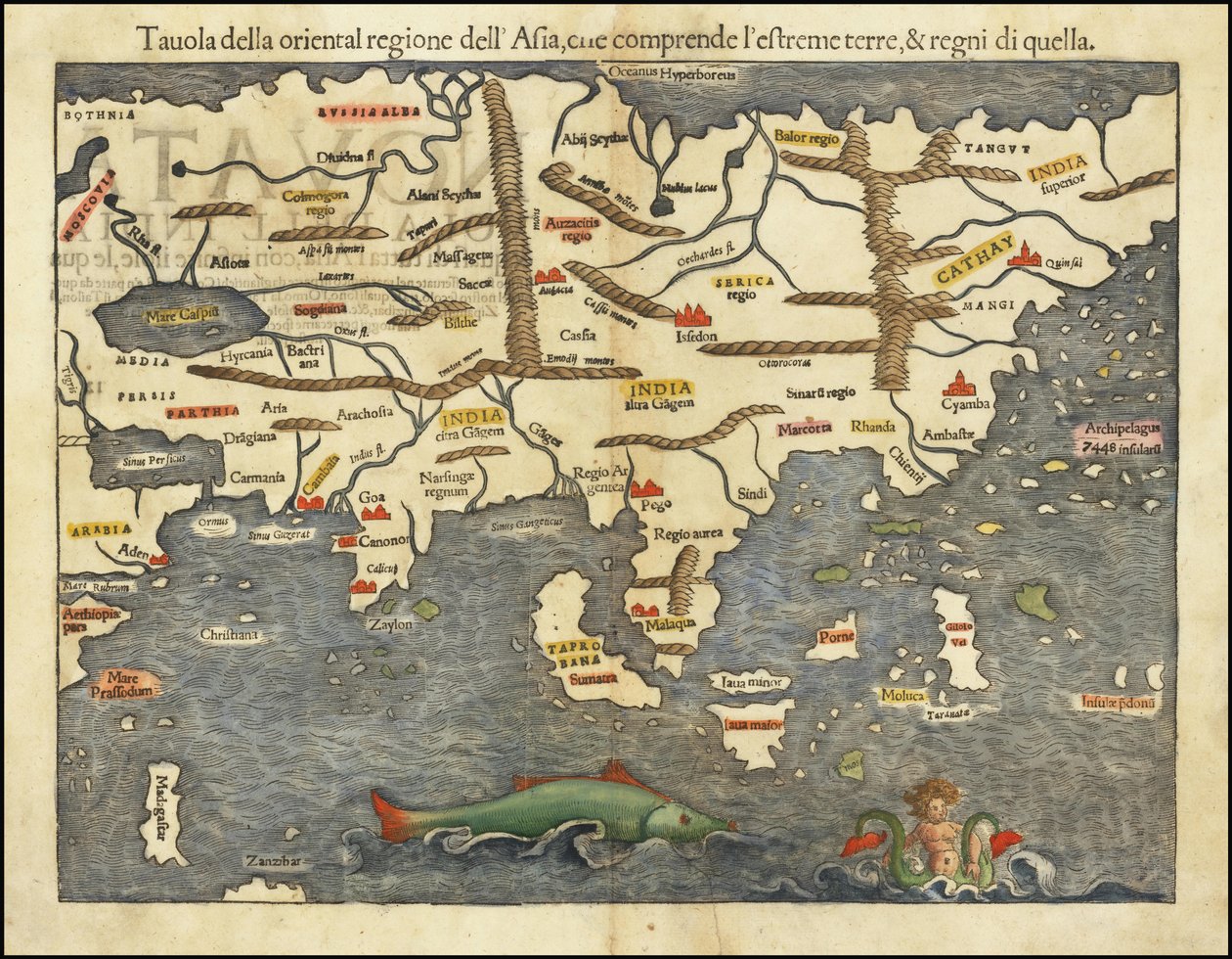 Mapa da Ásia de 1550 por Sebastian Münster de Sebastian Munster
