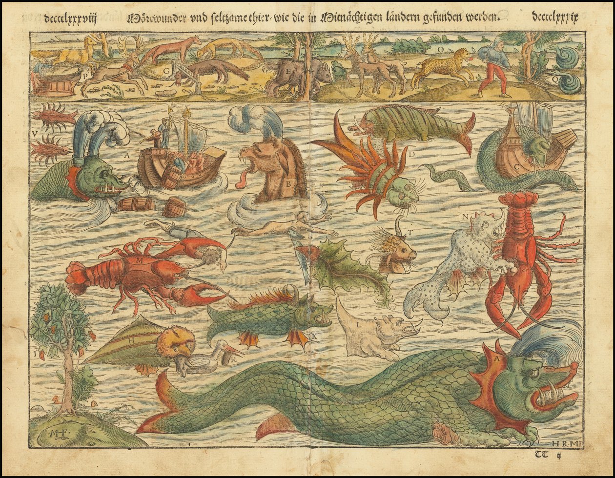 Edição de 1570 da Carta dos Monstros Marinhos de Sebastian Münster de Sebastian Munster