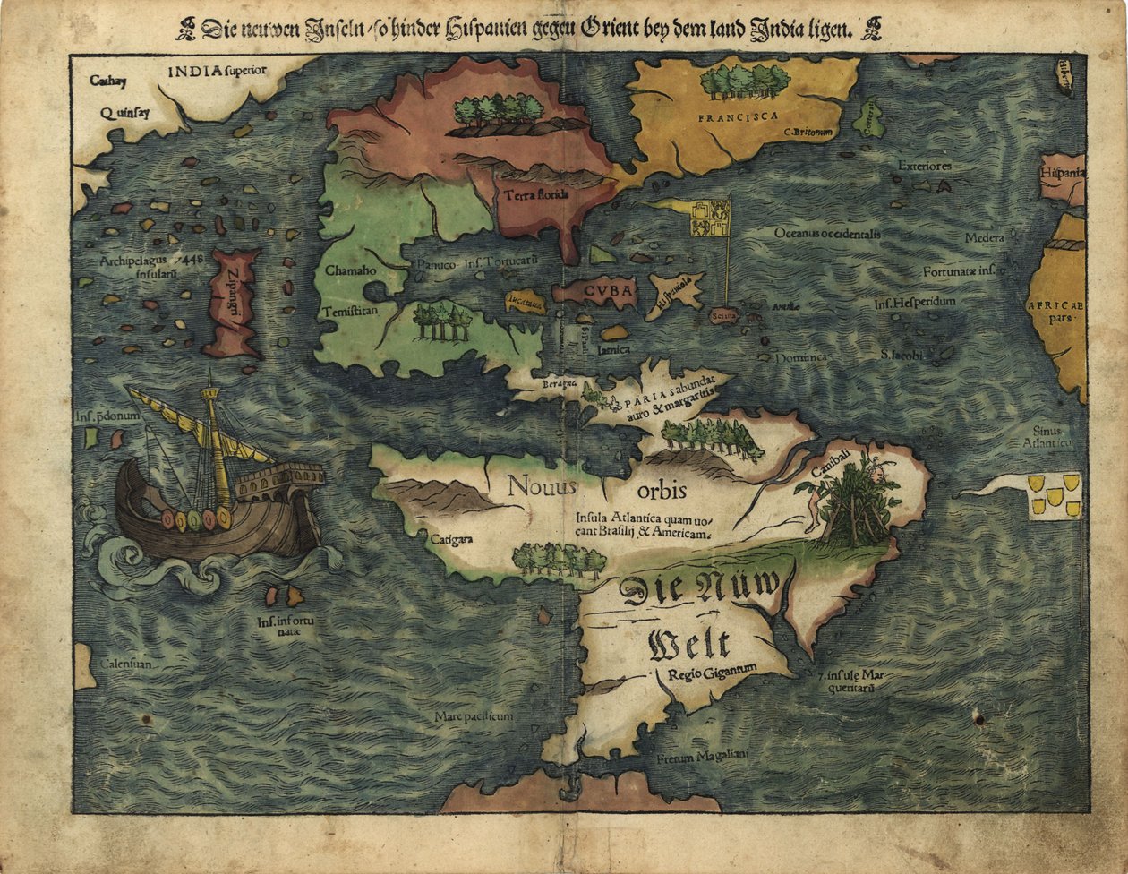 As novas ilhas que se encontram entre a Hispânia e o Oriente, perto do país da Índia. LOC 2005630224 de Sebastian Munster