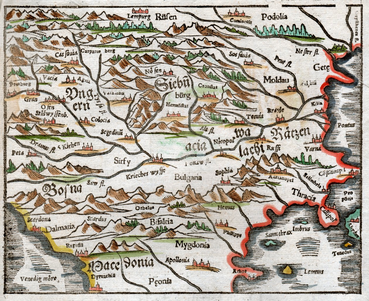 Europa Oriental e Balcãs 1575 de Sebastian Munster