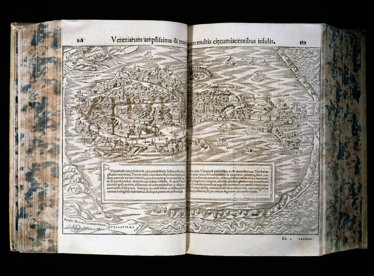 Veneza, ilustração de Cosmographia, de Sebastian Munster (1488-1552), xilogravura, 31x22 cm, H. Petri print, Basileia de Sebastian Munster