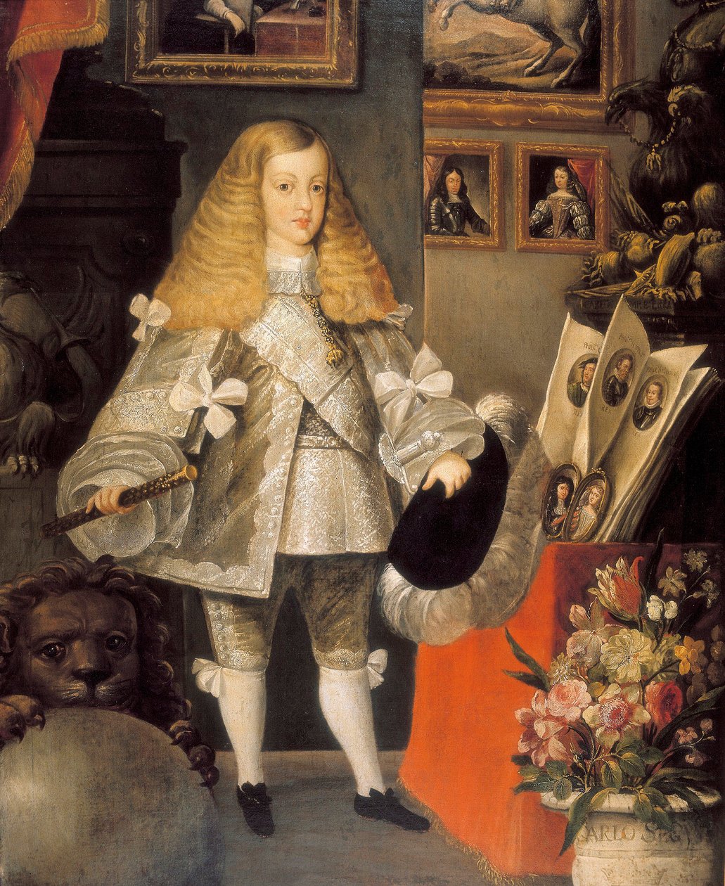 "Retrato de Carlos II de Espanha (1661-1700) criança" Detalhe. Pintura atribuída a Sebastian por Herrera Barnuevo (1619-1671). Século XVII. de Sebastian de (attr.to) Herrera Barnuevo