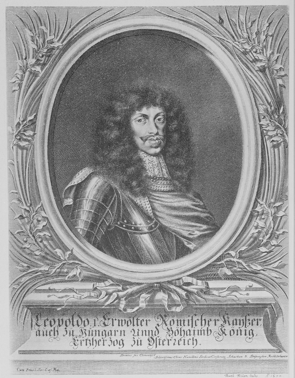 Leopoldo I, Sacro Imperador Romano, gravado por Bartholomaus Kilian II, 1674 de Sebastian van Dryweghen