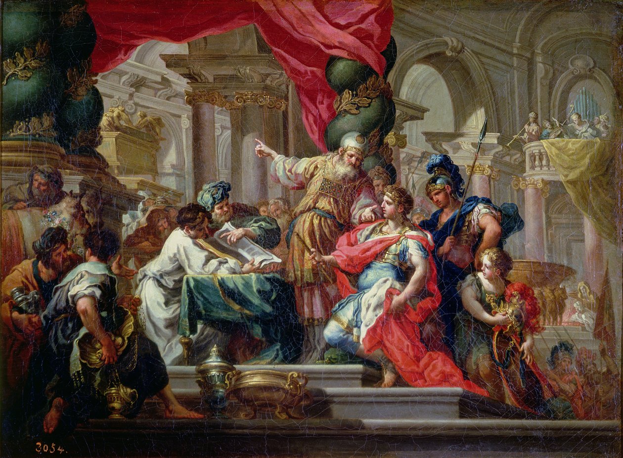 Alexandre, o Grande, no Templo de Jerusalém, c.1750 de Sebastiano Conca