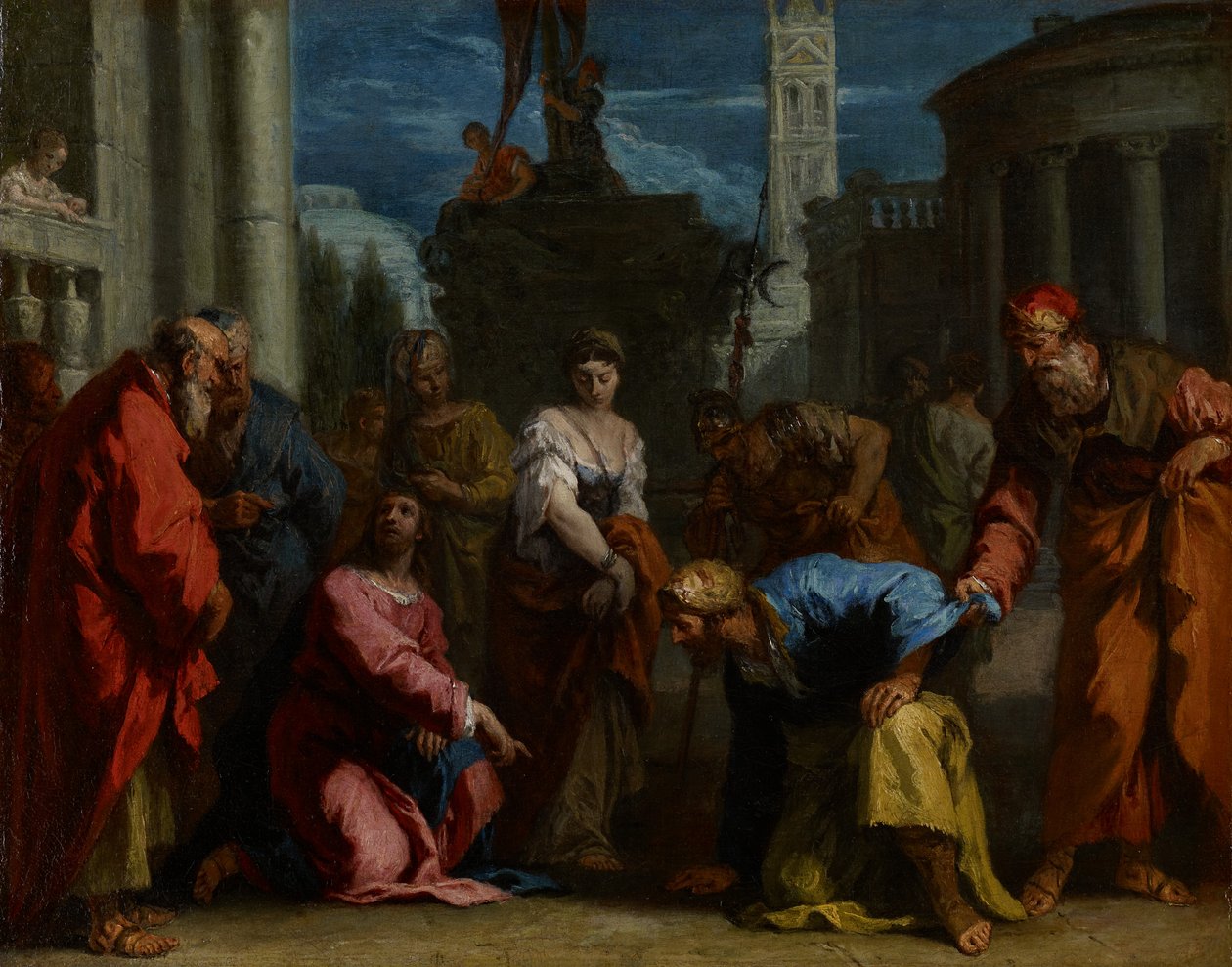Cristo e a mulher tomada em adultério, c.1710 de Sebastiano Ricci
