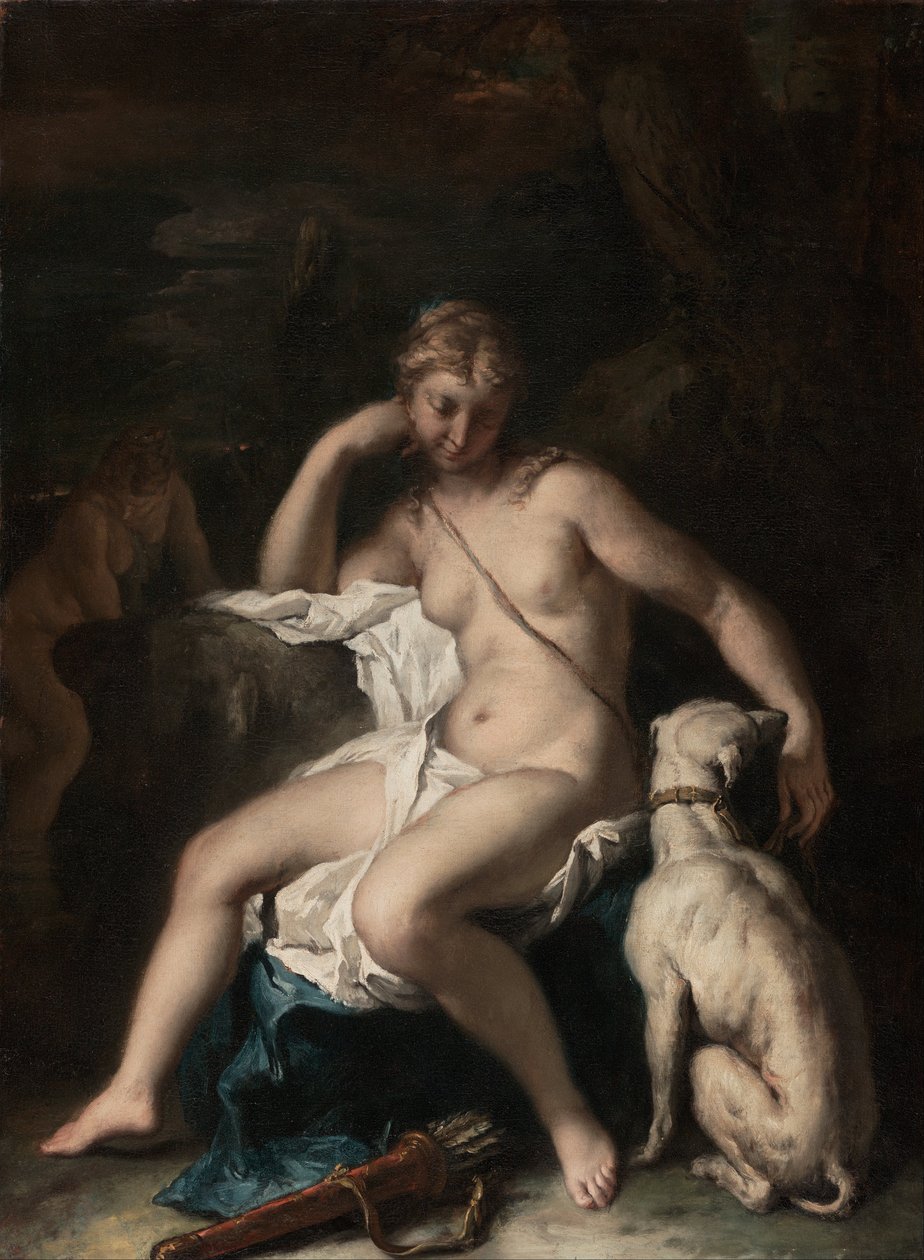Diana e seu cachorro de Sebastiano Ricci