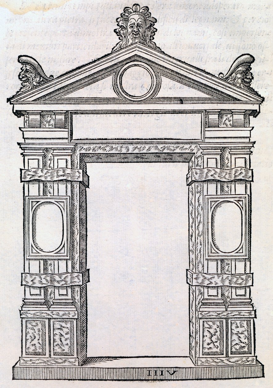 Porta com colunas decoradas, de &39;Libro Estraordinario&39;, 1565 de Sebastiano Serlio