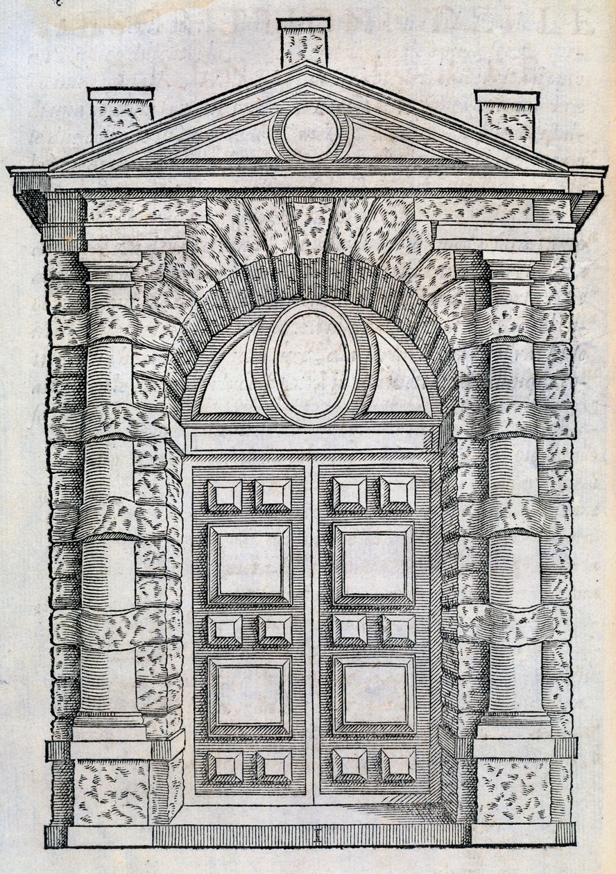 Portas duplas com painéis, de &39;Libro Estraordinario&39;, 1565 de Sebastiano Serlio