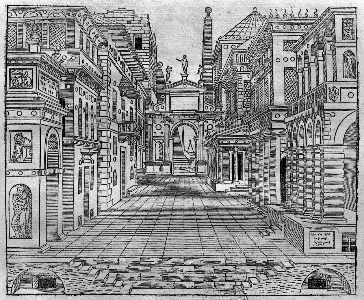Cenografia para uma cena trágica de Sebastiano Serlio